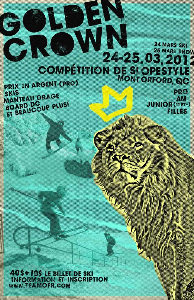 Snowboard and skiing competition event poster